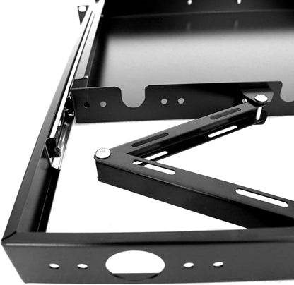 GlobalRack 1U Keyboard Drawer, 17.75" Depth, Extends to 27", Soft-Close | 1U keyboard drawer | 1U rack drawer | Soft-close damping | Foldable handle | Built-in cable management | Heavy-gauge stee