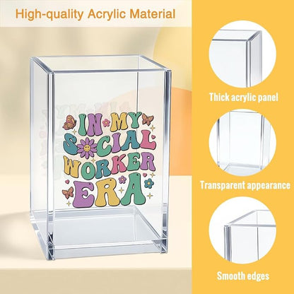 In My Social Worker Era Acrylic Organizer Pencil Pen Holder, Career Theme Desk Storage Organizer, Appreciation Thank You Promotion Gifts for Social Worker Therapist Counselor Coworker Boss