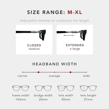 Clic Magnetic Reading Glasses - Adjustable Neck Hanging Readers - Secure Fit with Rigid Headband - Original Expandable (M-XL, Smoke, 3.00)