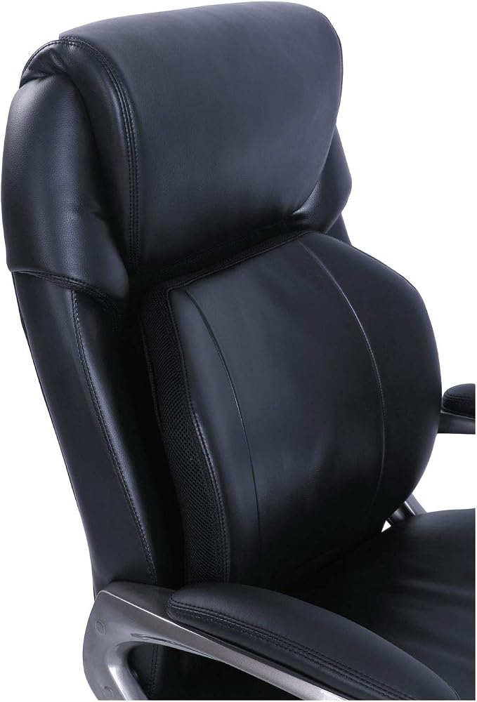 SertaPedic Cosset Big and Tall Executive Chair, Supports Up to 400 Lb, 19" to 22" Seat Height, Black Seat/Back, Slate Base