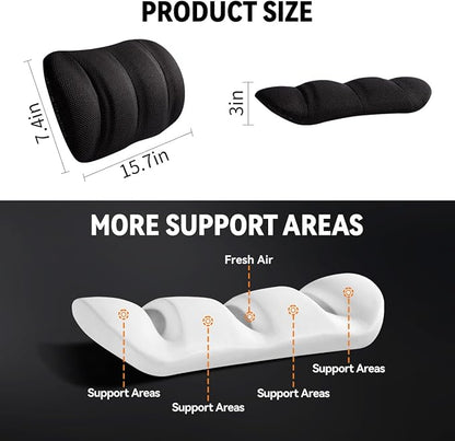 Lumbar Support Pillow for Office Chair and Car Seat,Back Support for Office Chair Cushion,Adjustable Straps Securely Fixed Car Lumbar Support Pillow(Gray, for Office Chiar)