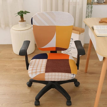 Jinzio Computer Office Chair Cover - Split Protective & Stretchable Cloth Polyester Universal Desk Task Chair Chair Covers Stretch Rotating Chair Slipcover (Orange2)