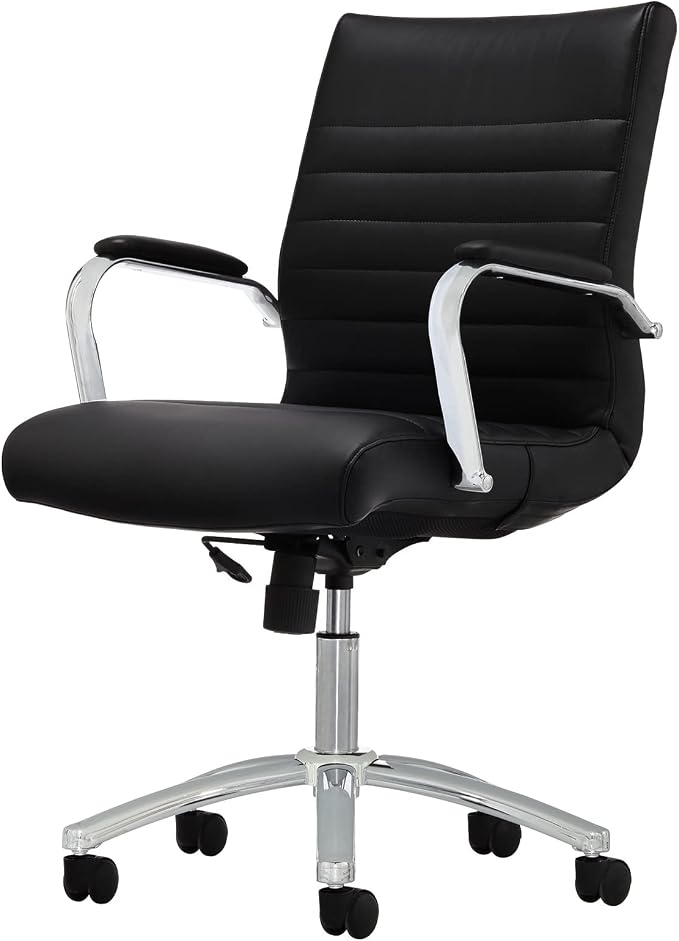 Realspace® Modern Comfort Series Winsley Bonded Leather Mid-Back Chair, Black