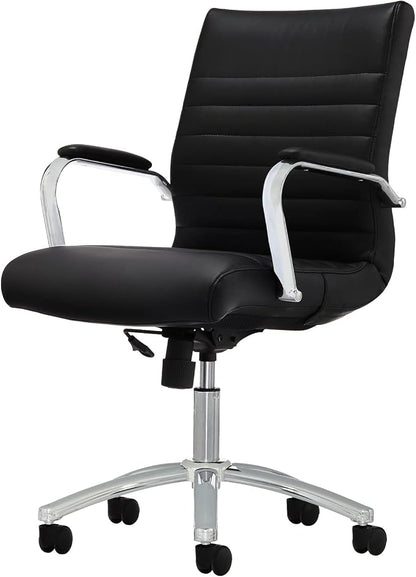 Realspace® Modern Comfort Series Winsley Bonded Leather Mid-Back Chair, Black
