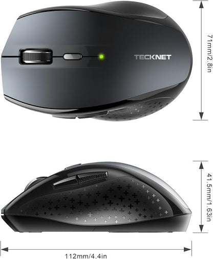 TECKNET 3-Device Bluetooth Mouse, Silent Wireless Mouse with 6-Level DPI up to 4800, 2-Year Battery, 6 Buttons for Wide Compatibility - Gray