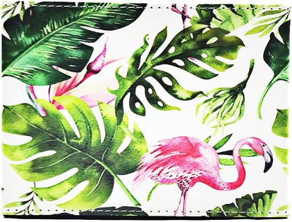 Pen Holder, Rectangle Vintage Pencil Holder with 2 Compartments, PU Leather Art Remote Control Holder Organizer Storage for Desk Accessory (Flamingo)