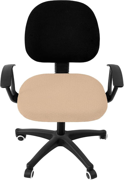 Smiry Stretch Jacquard Office Computer Chair Seat Covers, Removable Washable Anti-dust Desk Chair Seat Cushion Protectors - Khaki