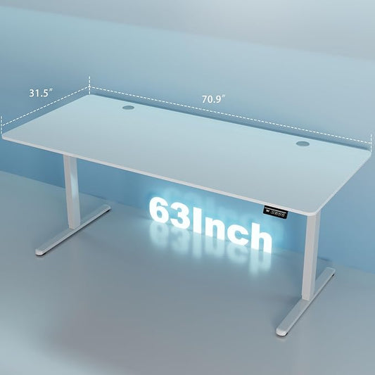 Shintenchi Standing Desk, 71x31 Inch Height Adjustable Electric Sit Stand up Desk, Ergonomic Rising Computer Table, Modern Lift Gaming Desk Workstation for Home Office, White