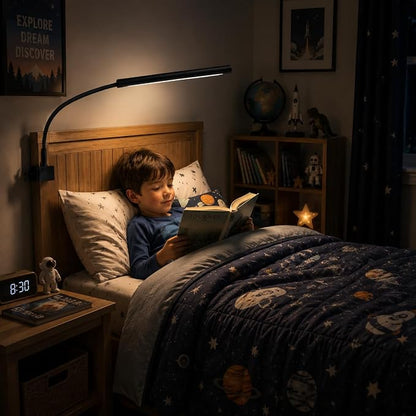 LED Desk Lamp with Clamp, 5 Color Modes & 10 Brightness Levels, Eye-Caring Desk Light, Flexible Gooseneck, Memory Function, Adapter Included for Home Office, Reading & Study