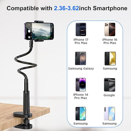 Webcam Stand Mount for Desk, Flexible Gooseneck Webcam arm Holder with Clamp, Web Camera Computer Stand Compatible with Action Camera Gopro C922 C930e C920S C920 C615 C960 C920x BRIO