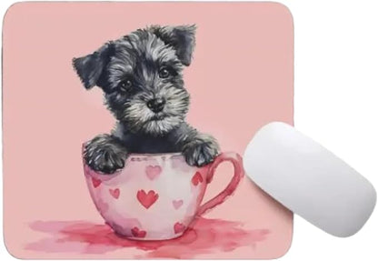 Dog Mousepad Desktop Laptop Computer Accessories Puppy in Tea Cup Mouse Pad Home Office Gaming Work Desk Computer Non-Slip Rubber Mousepad (Miniature Schnauzer)