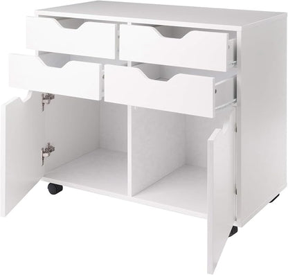 Winsome Halifax Mobile Storage Cabinet with Doors & Drawers, Stylish & Functional Home Storage Cabinet for Filing, Kitchen Organization, Moveable Furniture for Office, Dorms, Apartments