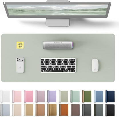 YSAGi Leather Desk Protector, Office Mat, Large Mouse Mat, Non-Slip PU Leather Blotter, Laptop Pad, Waterproof Writing Pad for Office and Home (Grayish Green, 23.6" x 13.8")
