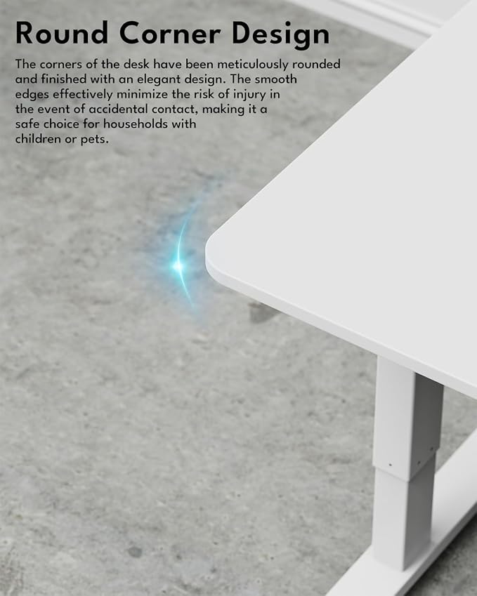 Standing Desk, Height Adjustable Electric Stand up Desk, 40 x 24 Inches Sit Stand Home Office Desk with Splice Board, White Frame/White Top