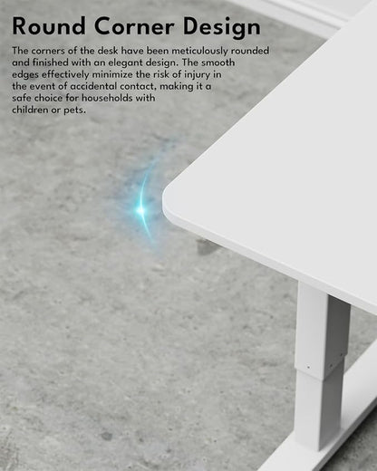 Standing Desk, Height Adjustable Electric Stand up Desk, 55 x 24 Inches Sit Stand Home Office Desk with Splice Board, White Frame/White Top