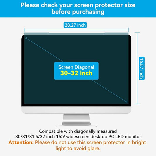 MOSISO 30-32 inch Computer Blue Light Blocking Screen Protector Anti-UV Eye Protection Filter Film Panel for Diagonal 30,31,31.5,32 inch 16:9 Widescreen Desktop PC LED Monitor(28.27x16.57 inch/L x W)