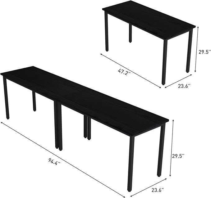 Bonzy Home Conference Tables 8ft Office Computer Desk for Meeting Room Study Writing Printer Podcast Table for 4-8 People Modern Black 2PCS 94.4"x23.6"x29.5"