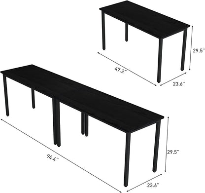 Bonzy Home Conference Tables 8ft Office Computer Desk for Meeting Room Study Writing Printer Podcast Table for 4-8 People Modern Black 2PCS 94.4"x23.6"x29.5"