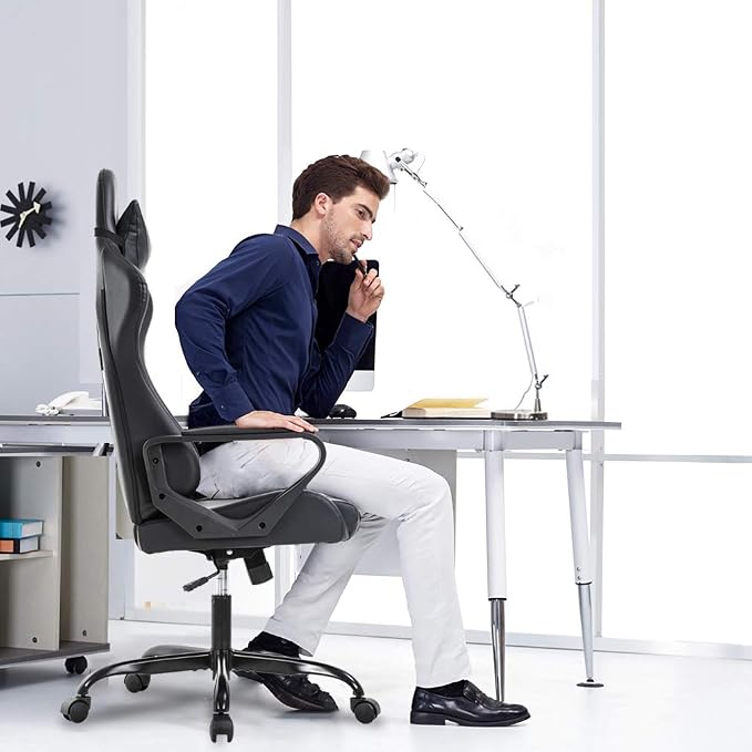 BestOffice Gaming Chair Office Chair Ergonomic Desk Chair Racing Style Gaming Chair with Lumbar Support, Swivel Rolling Base, and Comfortable Padded Seat for Women and Men
