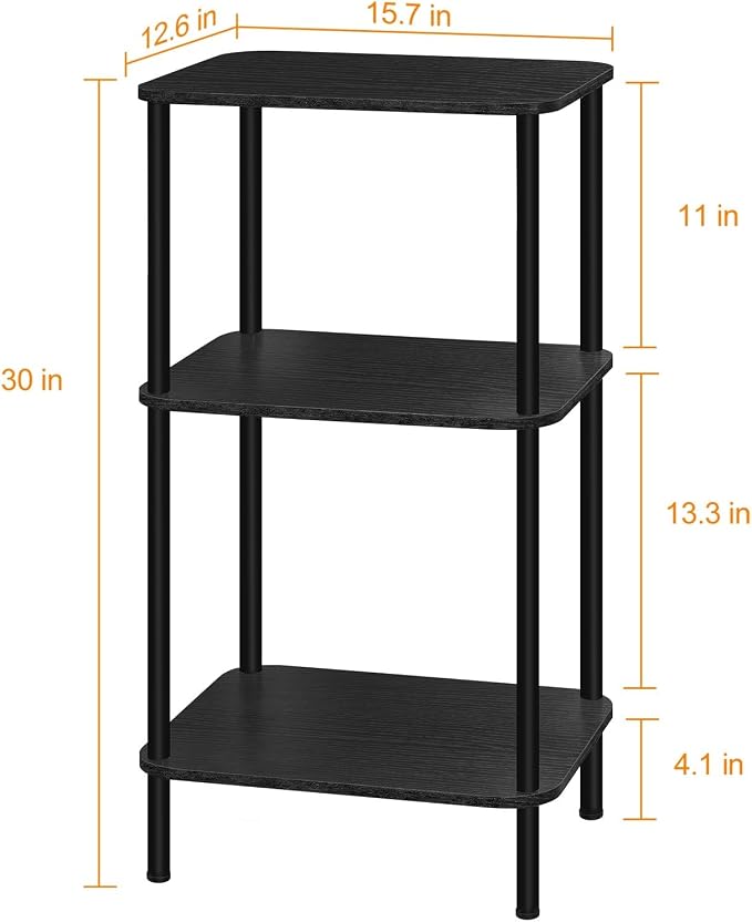 BTY Tall Side Table 3 Tier End Table, 30 Inch H Small End Table with Storage Shelves, Tall Nightstand for Small Spaces Living Room, Bedroom, Home Office,3 Tier Slim Telephone Table