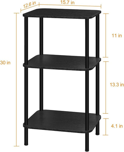 BTY Tall Side Table 3 Tier End Table, 30 Inch H Small End Table with Storage Shelves, Tall Nightstand for Small Spaces Living Room, Bedroom, Home Office,3 Tier Slim Telephone Table