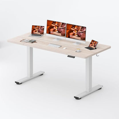 Standing Desk,Large 71x31 Inches Height Adjustable Stand Up Desks with Cable Management, Home Office Computer Desk 2 Box Packaging with Cup Holder & Memory Preset, White Wood Grain