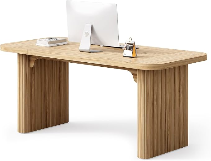 LITTLE TREE 62-Inch Home Office Computer Desk, Large Writing Desk with Textured Double Base, 5 ft Conference Meeting Seminar Table for Office