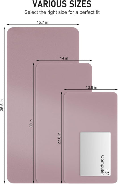 Desk Pad, 30" x 14" PU Leather Non-Slip Desk Mat Large Mouse Pad for Desktop, Waterproof Laptop Computer Writing Mat for Office, Home, Work, Gaming, Dark Pink