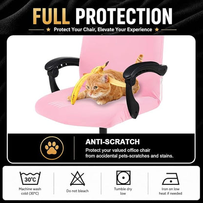 Elastic Computer Chair Cover with Durable Zipper - Protective Removable Washable Universal Office Desk Chair Seat Slip Cover - Stretchy Soft Anti-dust Desk Chair Seat Protector for Dogs, Cats, Pets