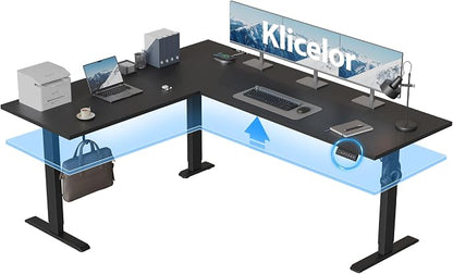 Klicelor L Shaped Standing Desk 75 x 61 Inch, Electric Height Adjustable Corner Desk for Home Office Workstation, Ergonomic Sit Stand Computer Table with Memory Controller, Black