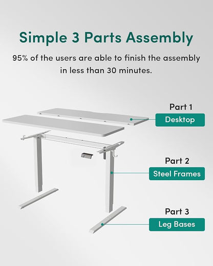 CubiCubi 63 x 28 Large Standing Desk, Height Adjustable Electric Computer Desk, 28" Deep Desktop, Sit Stand up Home Office Workstations with Preset Heights, White
