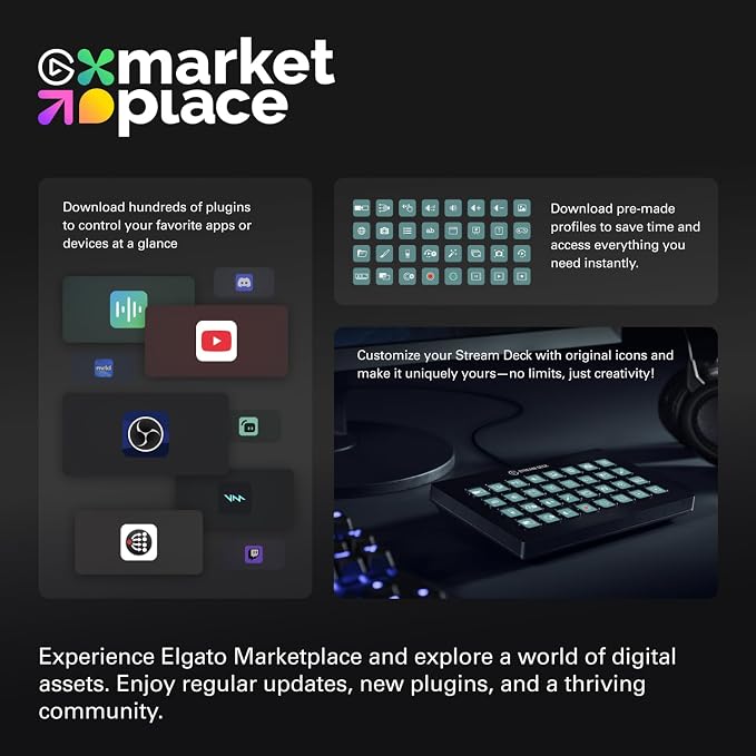 Elgato Stream Deck XL Advanced Studio Controller, 32 Keys | Instantly trigger unlimited actions, Powerful integrations, Visual feedback, Custom icon packs, Works with Mac and PC