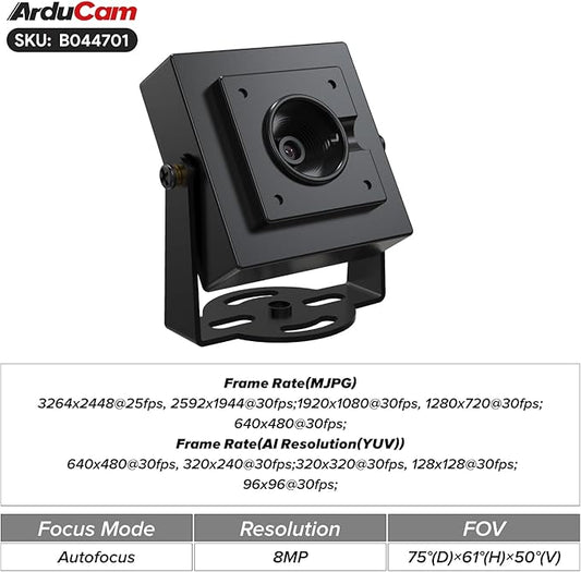 Arducam 8MP USB Camera Module with HDR, Autofocus Lightburn Camera, USB 2.0 Webcam with Multiple preset AI Resolutions for Raspberry Pi, Windows, Linux, Android, Mac OS