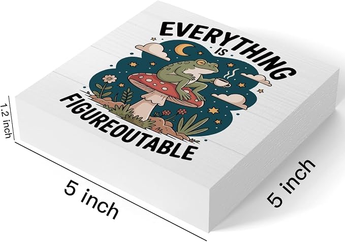 mmiishe Everything is Figureoutable Cute Frog Gifts Cottage Core Decor | Motivational Gift for Women Frog Office Decor Positive Affirmations Room Decoration for Office Classroom Home 5 x 5 Inches