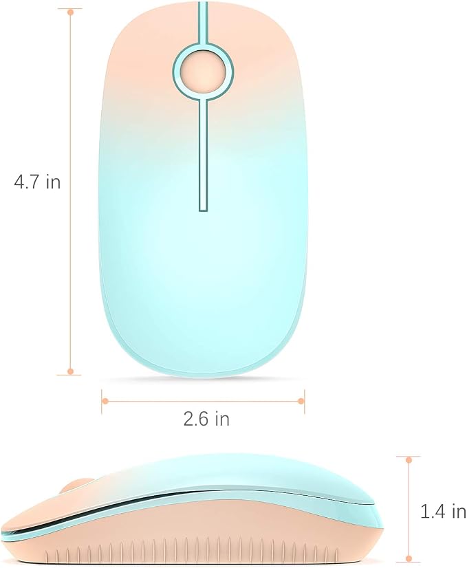 Unipows Wireless Mouse - 2.4G Slim Portable Computer Mouse with Nano Receiver, Less Noise Mobile Optical Mice for Notebook, PC, Laptop, Computer, Mac (Gradient Orange to Mint Green)