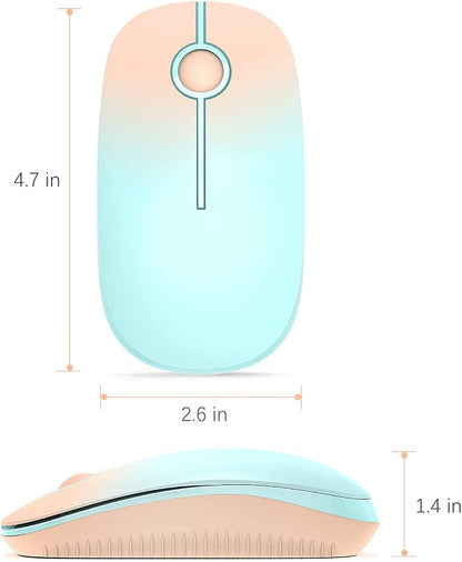 Unipows Wireless Mouse - 2.4G Slim Portable Computer Mouse with Nano Receiver, Less Noise Mobile Optical Mice for Notebook, PC, Laptop, Computer, Mac (Gradient Orange to Mint Green)