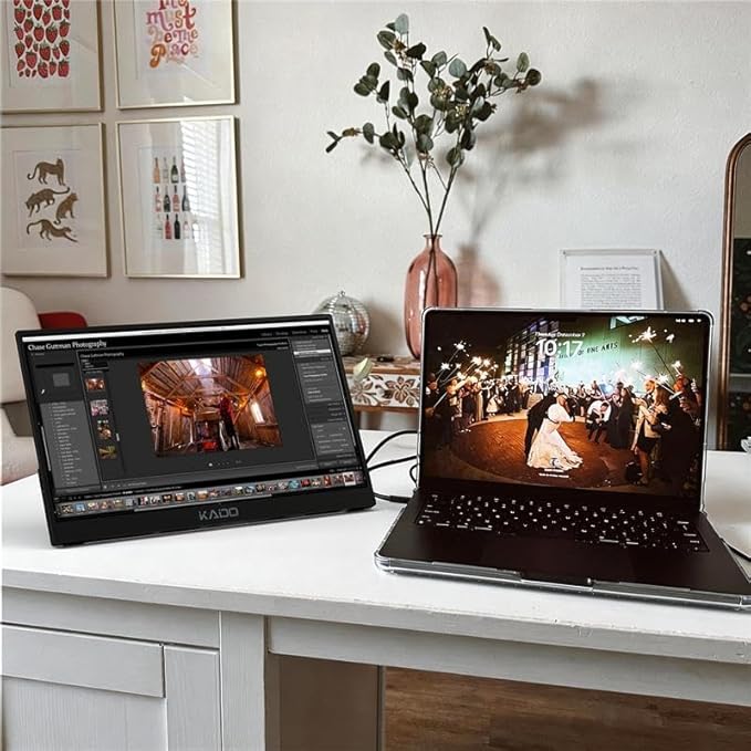 Kado 2-Pack 15.6" FHD Portable Monitor for Laptop 1080p Second Display IPS | 45W Reverse Charging HDMI USB-C, 1920x1080 Laptop Screen Extender, Kickstand for PC, Mac, Dex, Tablet, Xbox, PS4/PS5, Switch