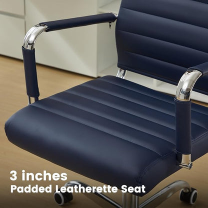 Office Desk Chair Leather, Conference Room Chairs with Wheels, Modern Executive Computer Guest Chairs with Arms.