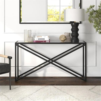 Calix 55'' Wide Rectangular Console Table in Blackened Bronze