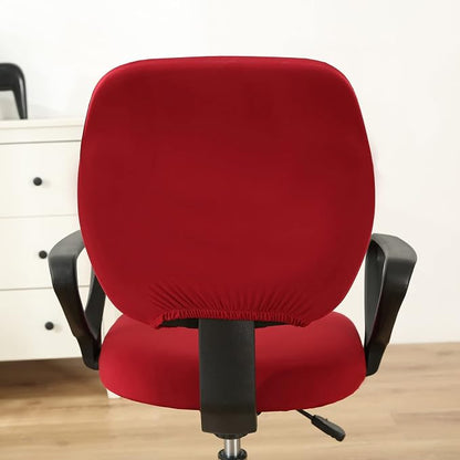 MIFXIN Computer Office Chair Cover 2 Piece Stretch Elastic Slipcovers Furniture Protector for Rotating Computer Chairs, Only Backrest Cover & Seat Cover, NO Chair (Red)