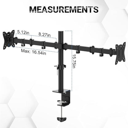 GRIFEMA Monitor Mount for 13-32 in, Dual Monitor Arm, Up to 19.8 Lbs Each | Full Motion Adjustable Height, 360° Rotate, Tilt, Swivel, Easy Install, VESA 75/100 mm, Monitor Stand for Home Office Gaming