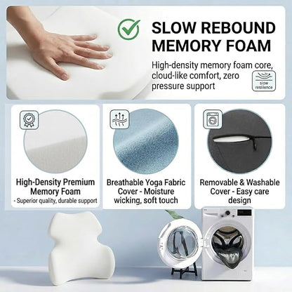 Back Support for Office Chair - Lumbar Support Pillow with Breathable Yoga Fabric - Memory Foam Back Support for Chair, Car & Gaming Seat