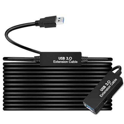 50FT USB 3.0 Extension Cable,Active Type A-Male to A-Female Extender Cord, 2 Signal Boosters,Compatible Oculus Quest 2/3 VR,Printer, Webcam,Xbox, PS4 and More,