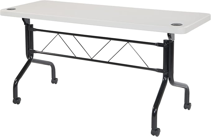 Office Star Resin Multipurpose Flip Training Table with Locking Casters for Home and Office, 5 Feet