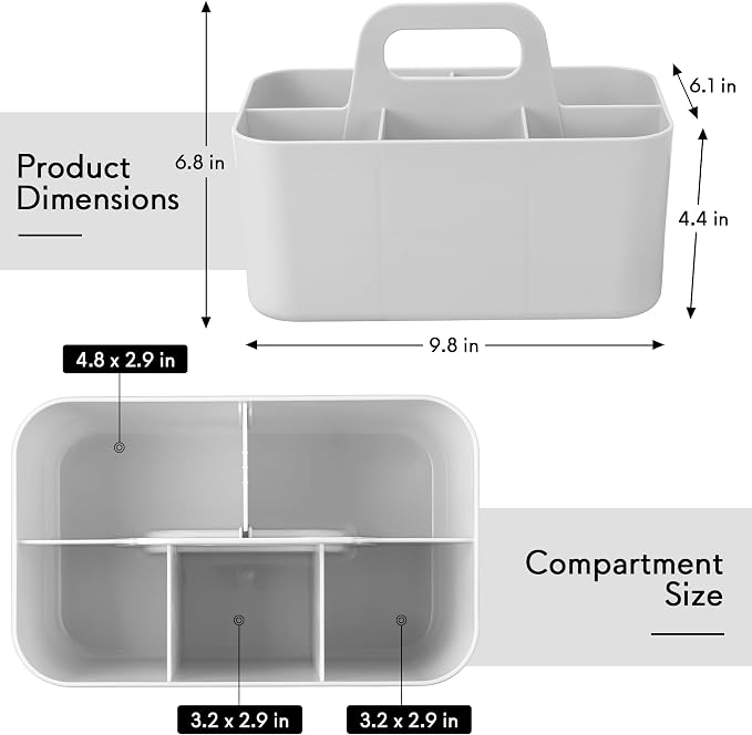 Tiawudi Multipurpose Caddy Organizer, Plastic Caddy with Handle, Stackable Desk Organizer for Stationery, Marker and Pencil, Office Supplies Organizer, Dorm Caddy