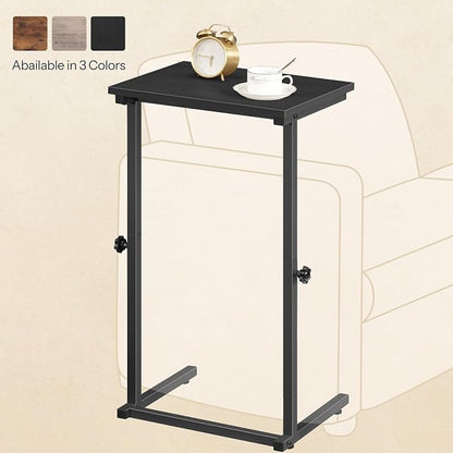 HOOBRO C Shaped End Table, Adjustable Height Sofa Side Table, Slide Under Couch Table, C Shaped Side Table for Small Spaces, for Living Room, Bedroom, Black BB71SF01
