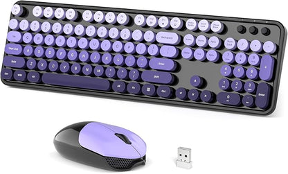 Dilter Wireless Keyboard and Mouse Combo, 104 Keys Full Size Typewriter Keyboards, 2.4G USB Plug and Play for Windows 7 8 10 11, PC, Laptop, Desktop, Black & Purple