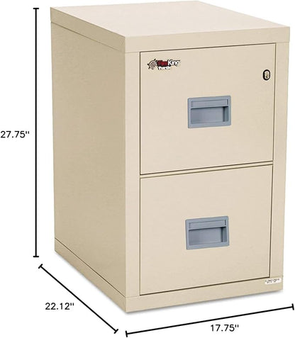 FireKing Turtle Vertical 2 Drawer Legal and Letter Fire Safe File Cabinet with Key Lock, 1 Hour Fire Rated, UL Rated & Water Resistant Home Safe, Filing Cabinet, Made in the USA, Parchment