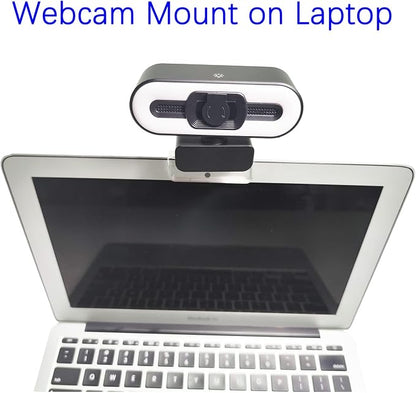 Webcam Mount for Monitor, Compatible with Logitech and other Webcams with 1/4'' Thread, Acrylic Clear Mount on Monitor or Laptop Won't Blcok Screen, Adjustable Mount Fit All Thickness Monitor