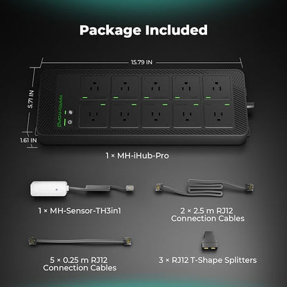 Mars Hydro iHub-Pro, 10AC Power Strip Kit, 10-Outlet All-in-One Smart Grow Room Hub, WiFi Environmental Control for Light, Temperature, Humidity & VPD